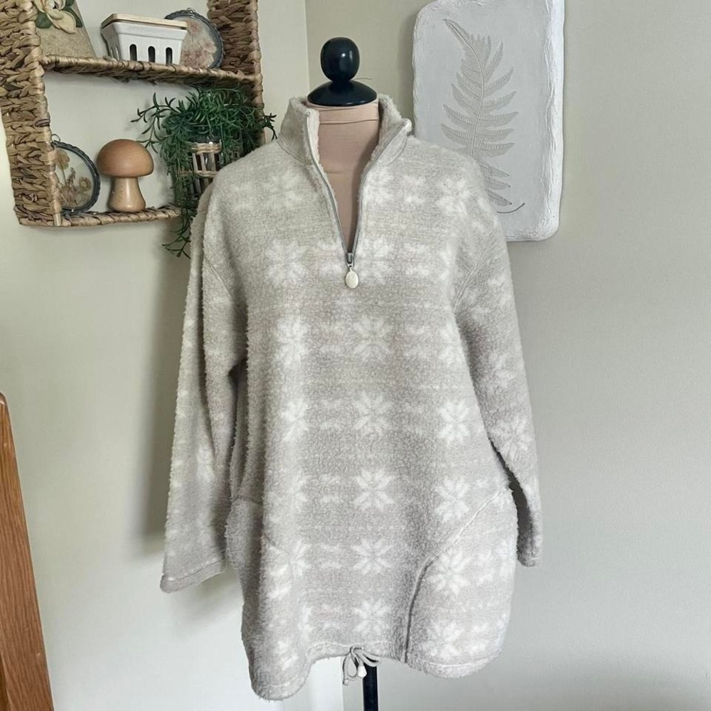 Vintage Liz Claiborne Snowflake Fleece‎ Zip Up Tunic
